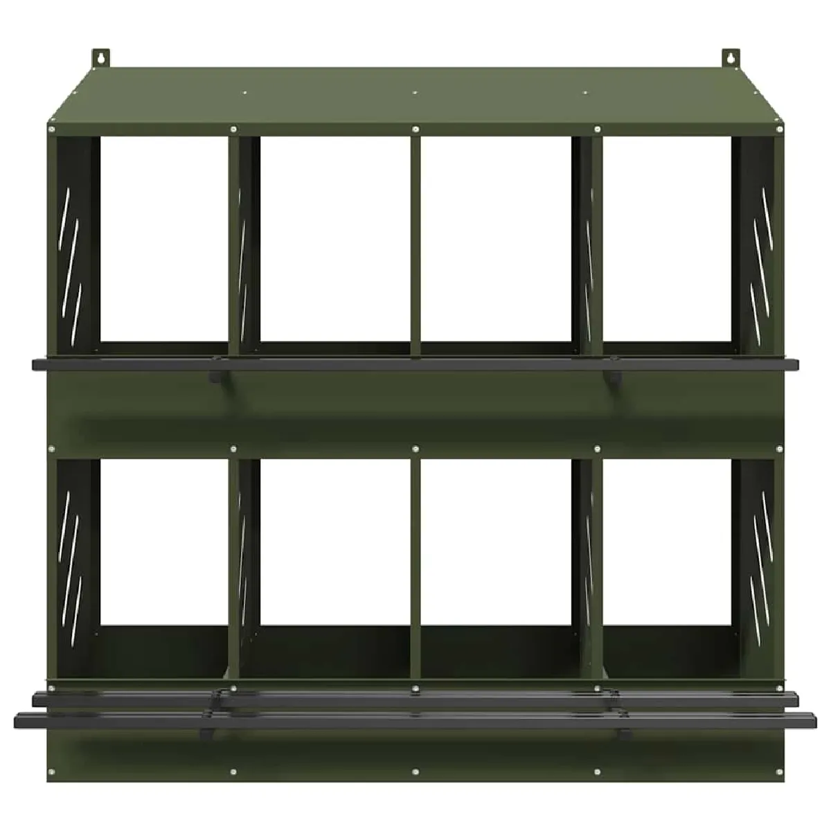 vidaXL Nichoir à poules avec 8 compartiments vert olive métal