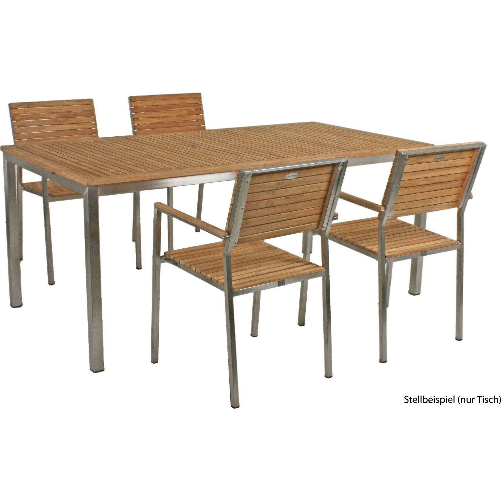 Teak Garten Tisch 180cm Gartentisch Holztisch Holz Edelstahl massiv Terrasse