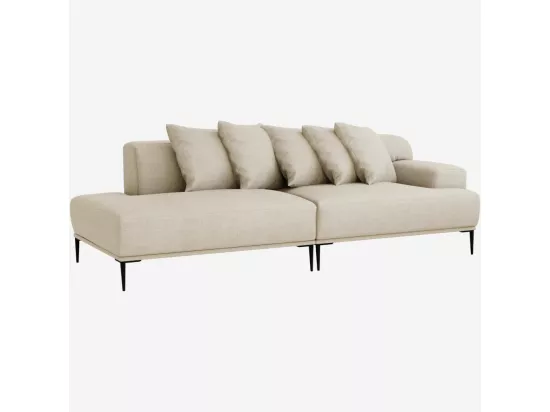 HABITAT - Méridienne droite en coton et lin garnie de plumes - Beige - Ottone II