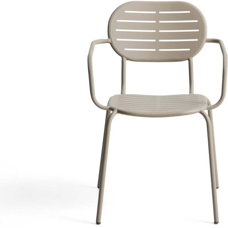 Chaise empilable d’extérieur Brai avec accoudoirs en acier galvanisé taupe