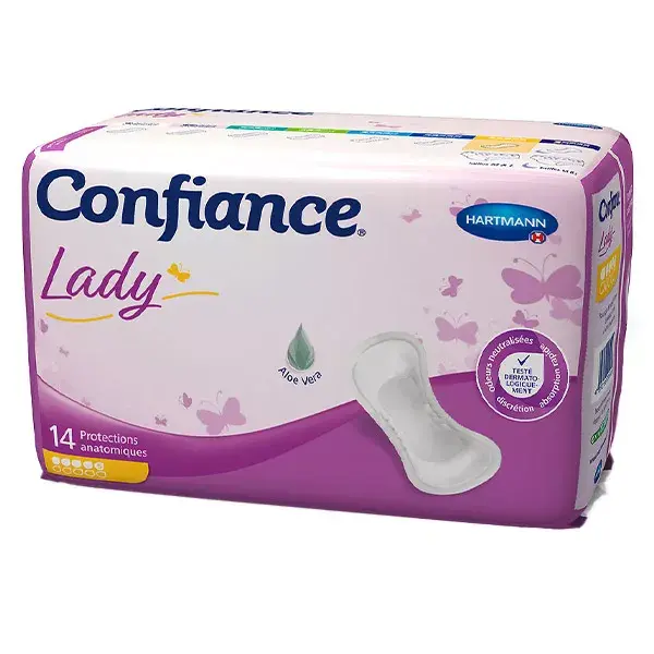 Absorventes anatômicos Hartmann Confiance Lady com Aloe Vera 5 gotas, 14 unidades
