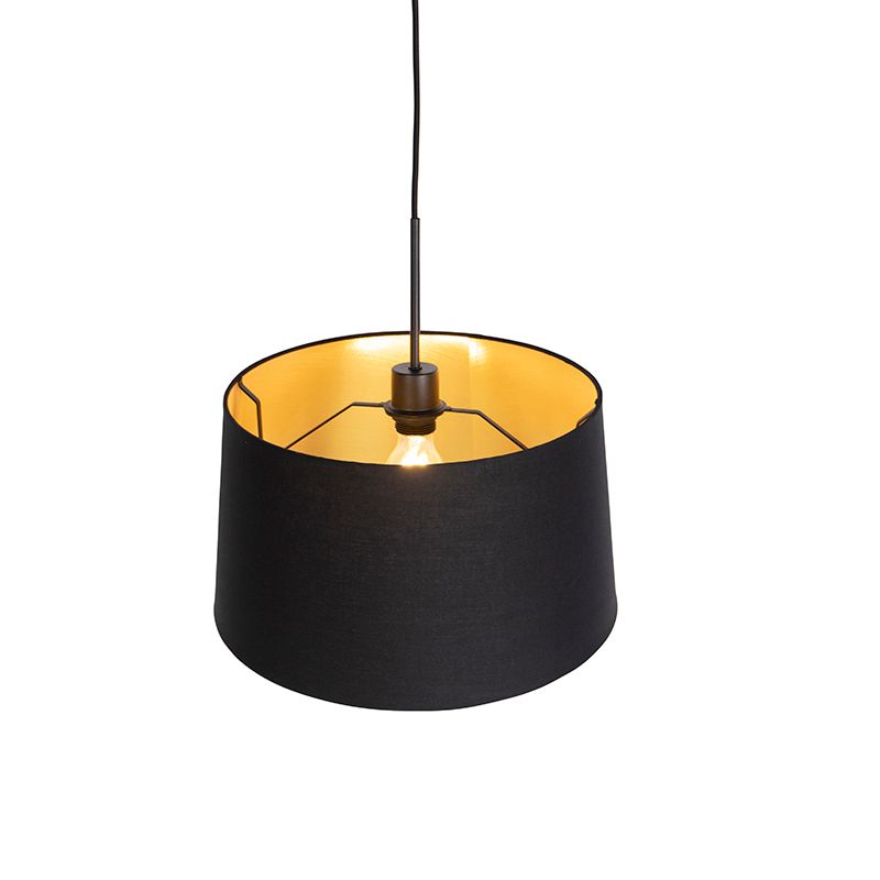 Hanglamp met katoenen kap zwart met goud 40 cm  - Combi