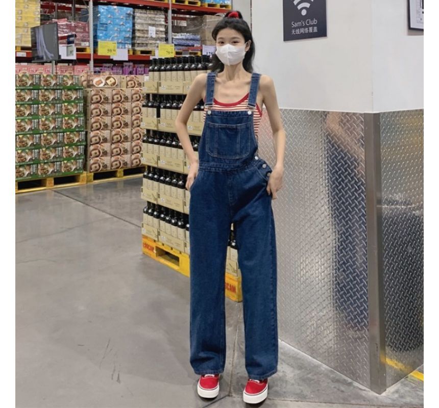 Kloitrinm - Gewassen wijde denim jumperbroek