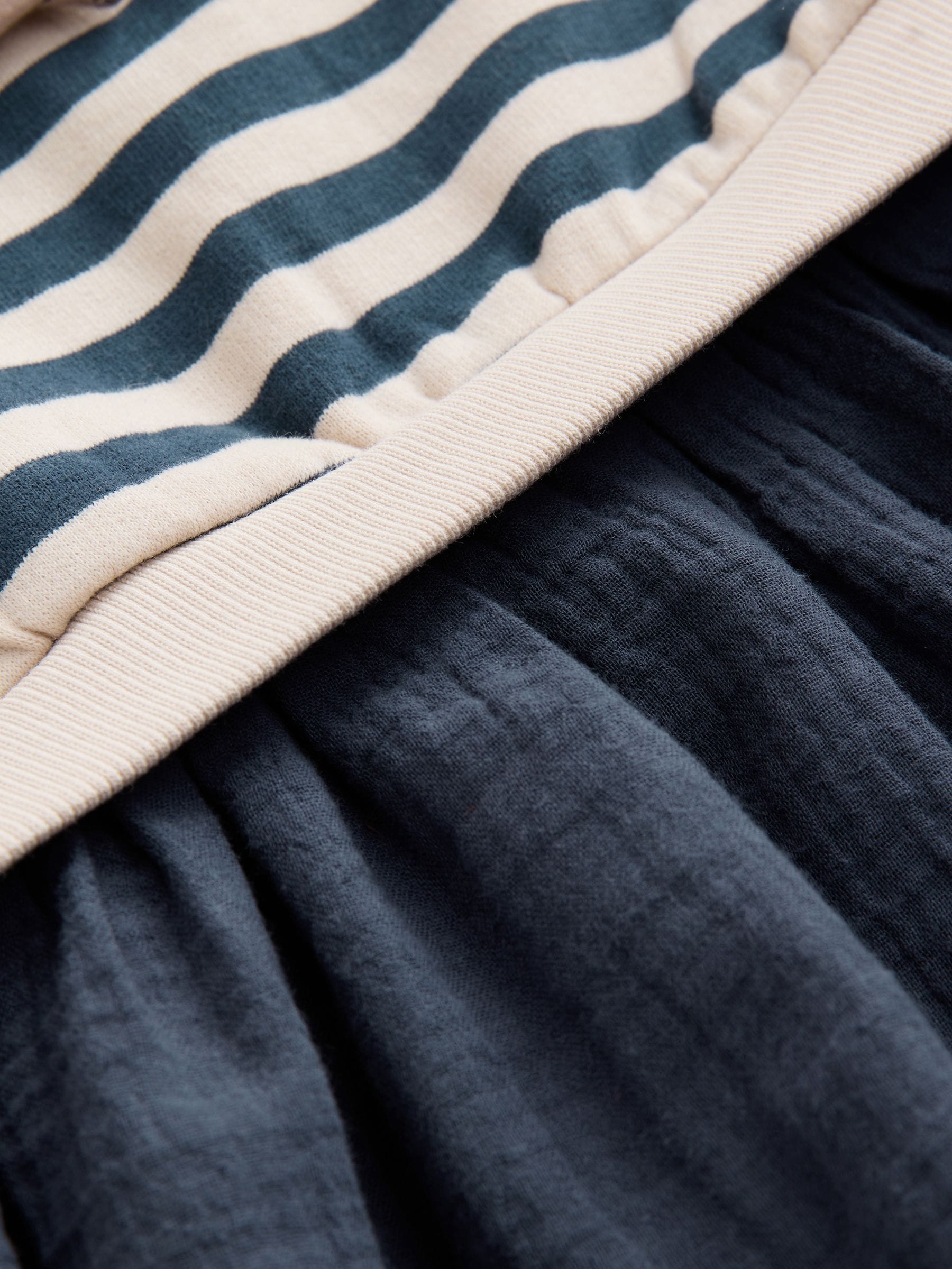 Marineblauw gestreept - Sweatjurk met mesh rok (3mnd -7jr)