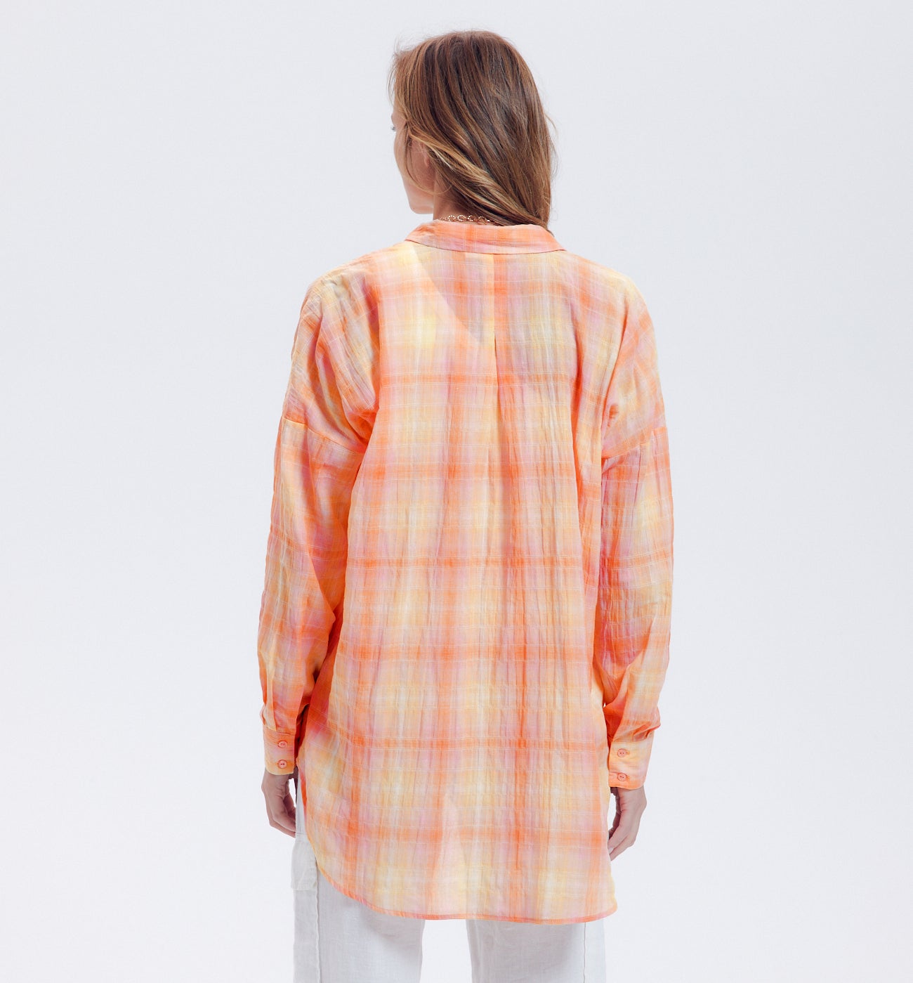 Maxi-chemise à carreaux Femme - Carreaux multicolores