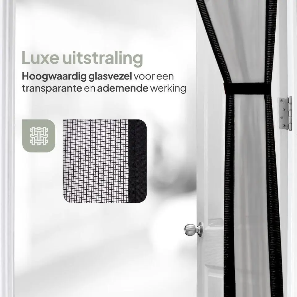 O'DADDY Deurgordijn Deluxe FIBER - Magnetisch Vliegengordijn 100x210 Zwart