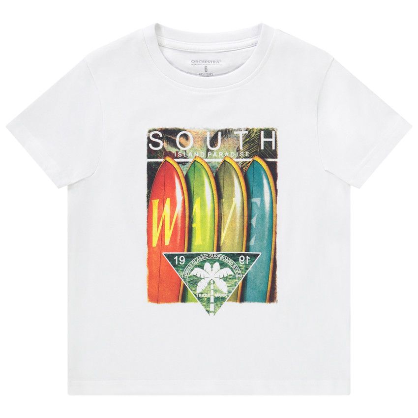T-shirt manches courtes en jersey avec photoprint pour garçon - Blanc