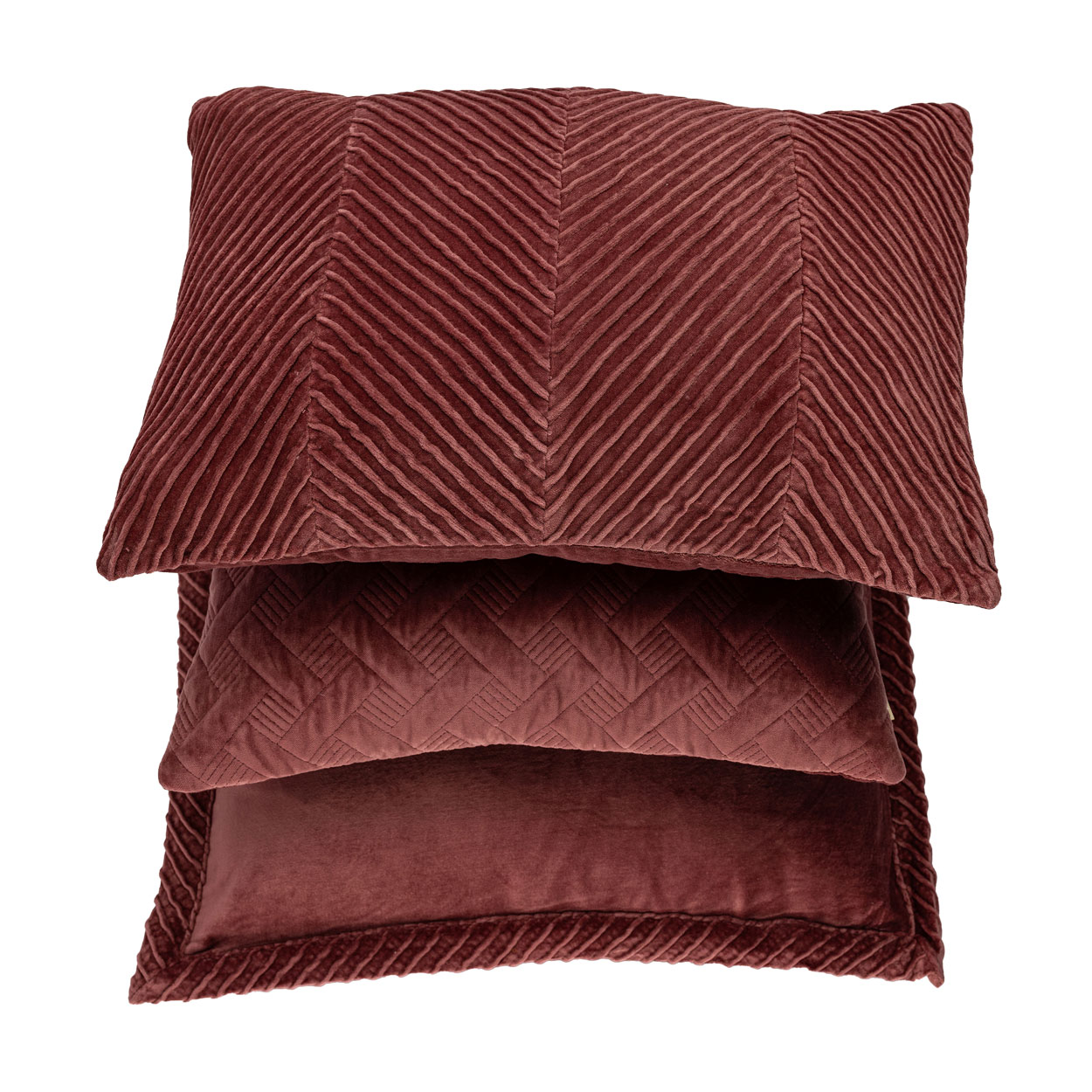 Sierkussen velours Tucked border newmineral 50x50 cm