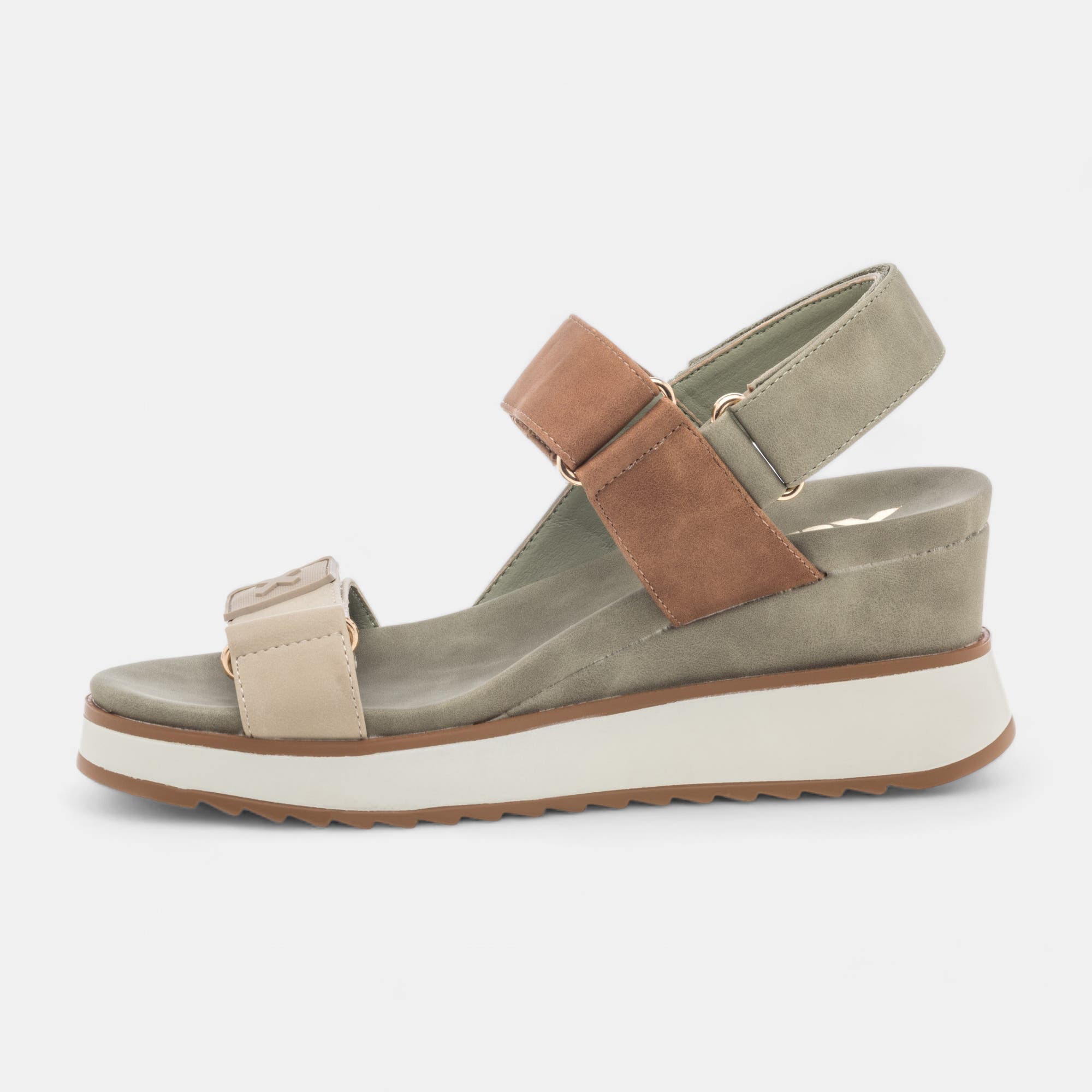 Sandales à talon compensé Femme kaki