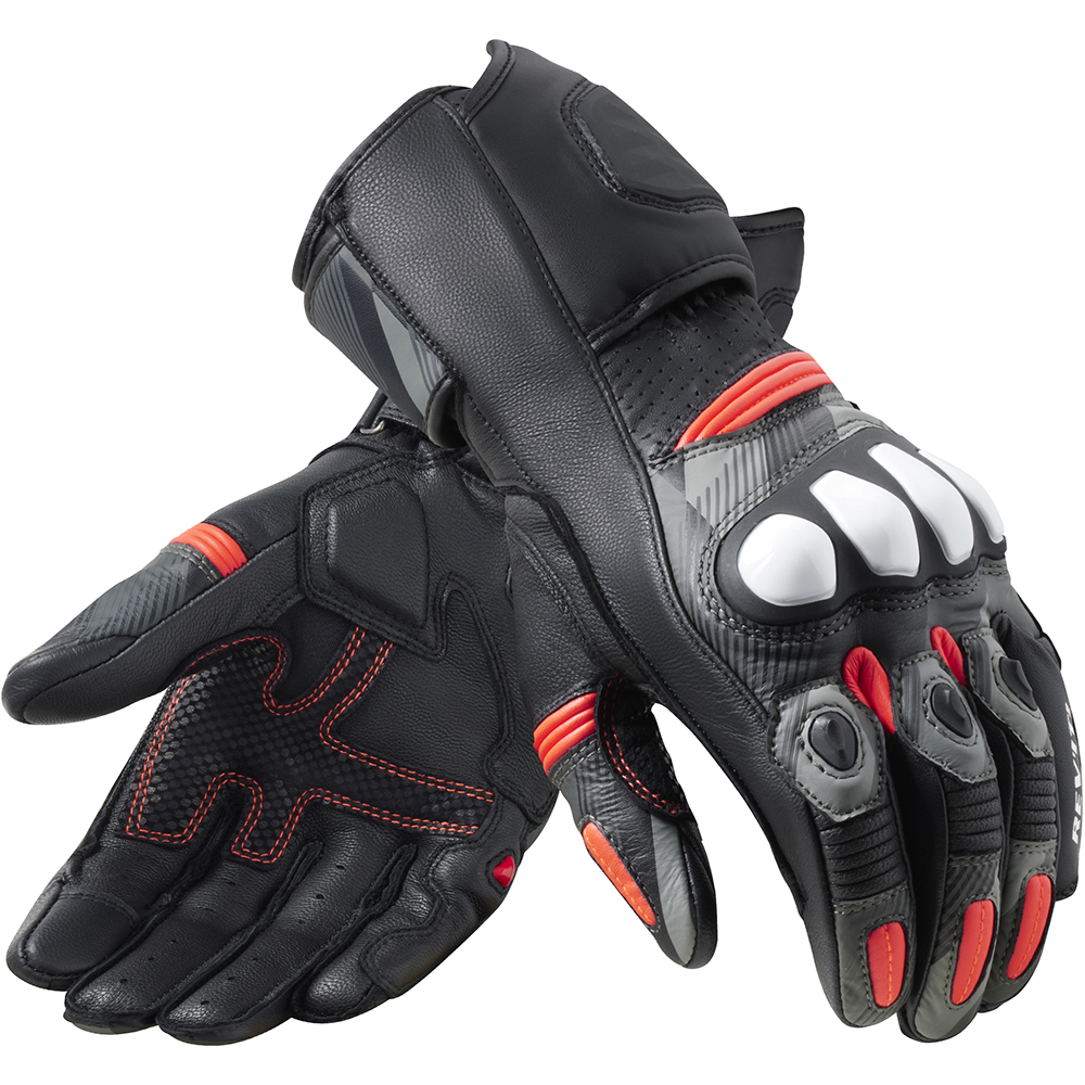 Rev'it - Gants League 2 Noir / Rouge fluo