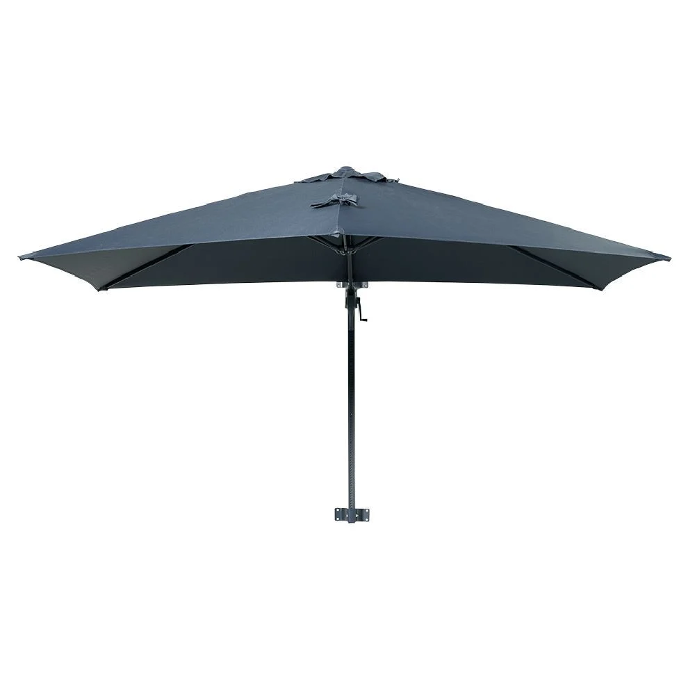 Parasol déporté mural Wallstreet rond gris avec housse Ø250xH140cm