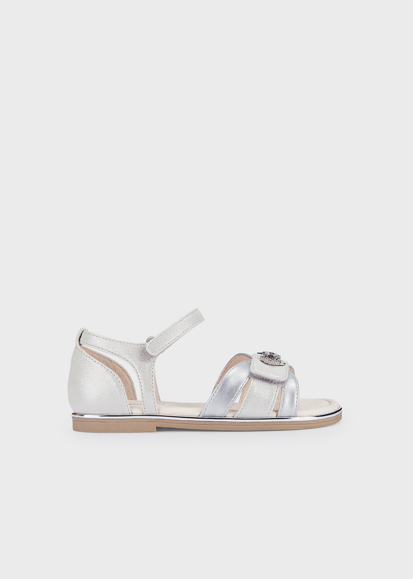 Sandália com laço de strass para meninas