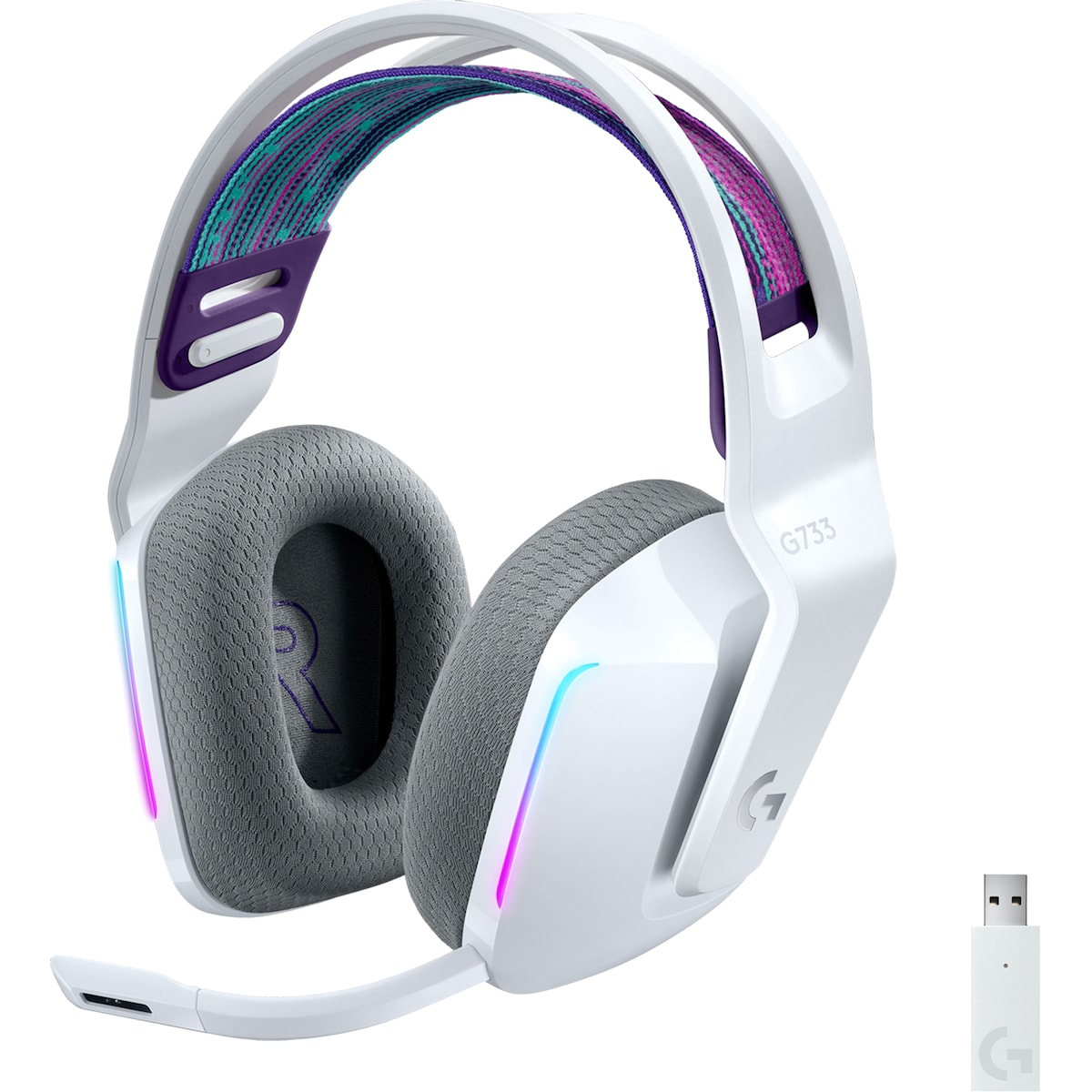 Logitech G733 Wireless Lightspeed RGB gaming headset (hvit)