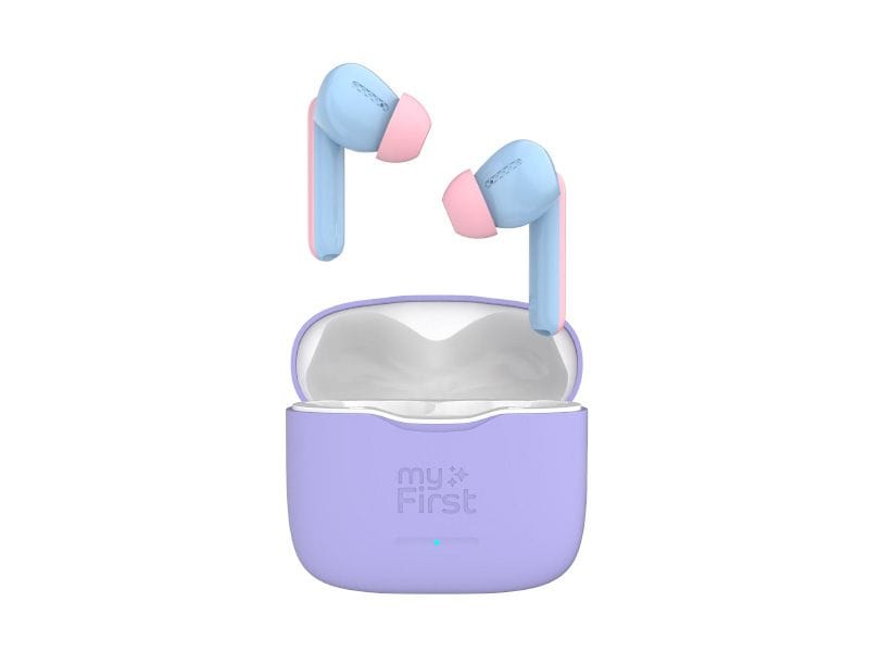 myFirst Kinderkopfhörer CareBuds Hellblau/Rosa/Violett Kindersichere Ohrhörer