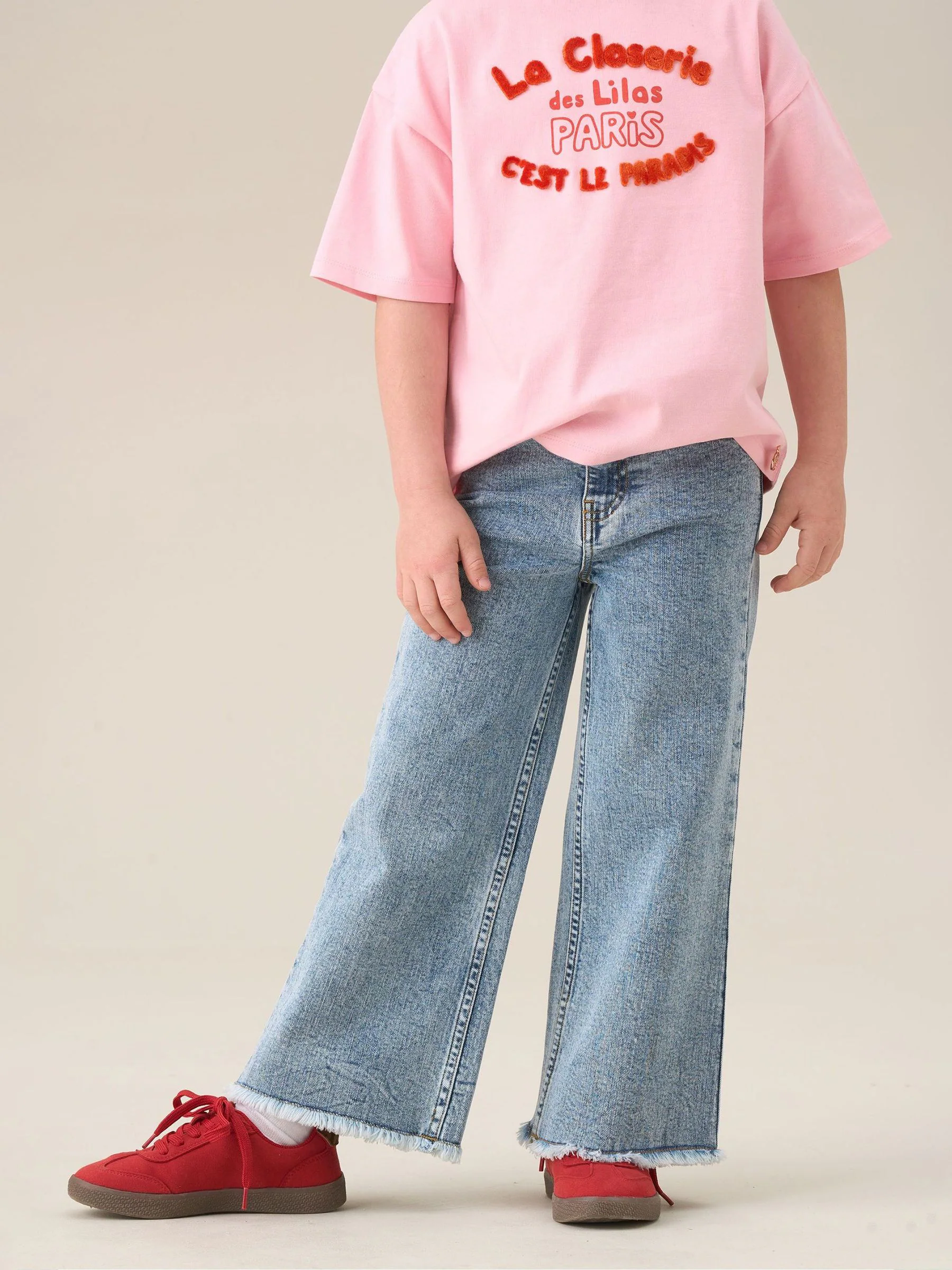 Angel & Rocket Brooke Wide Leg Heart Print Pocket Jeans