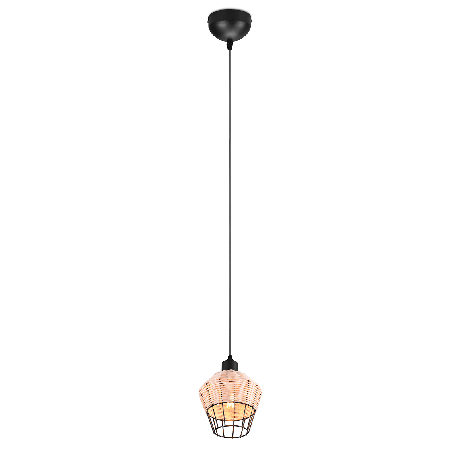 Pendelleuchte - natur-schwarz - Rattan