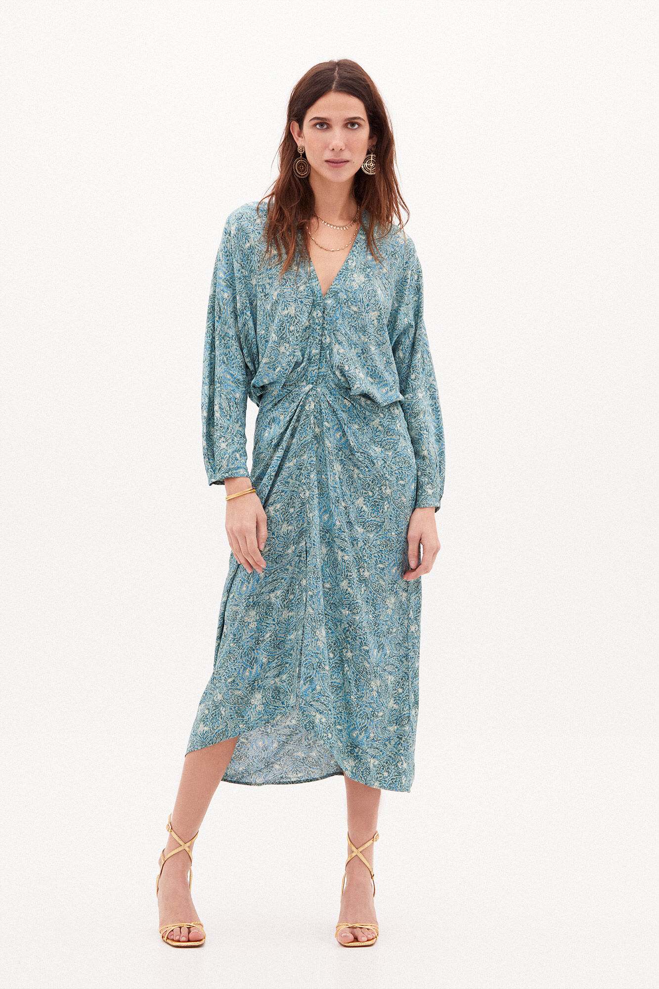 Nora Vestido midi estampado - Verde