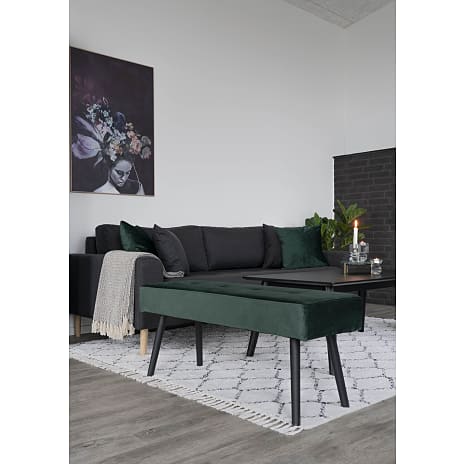 Skiby velour bænk - mørkegrøn