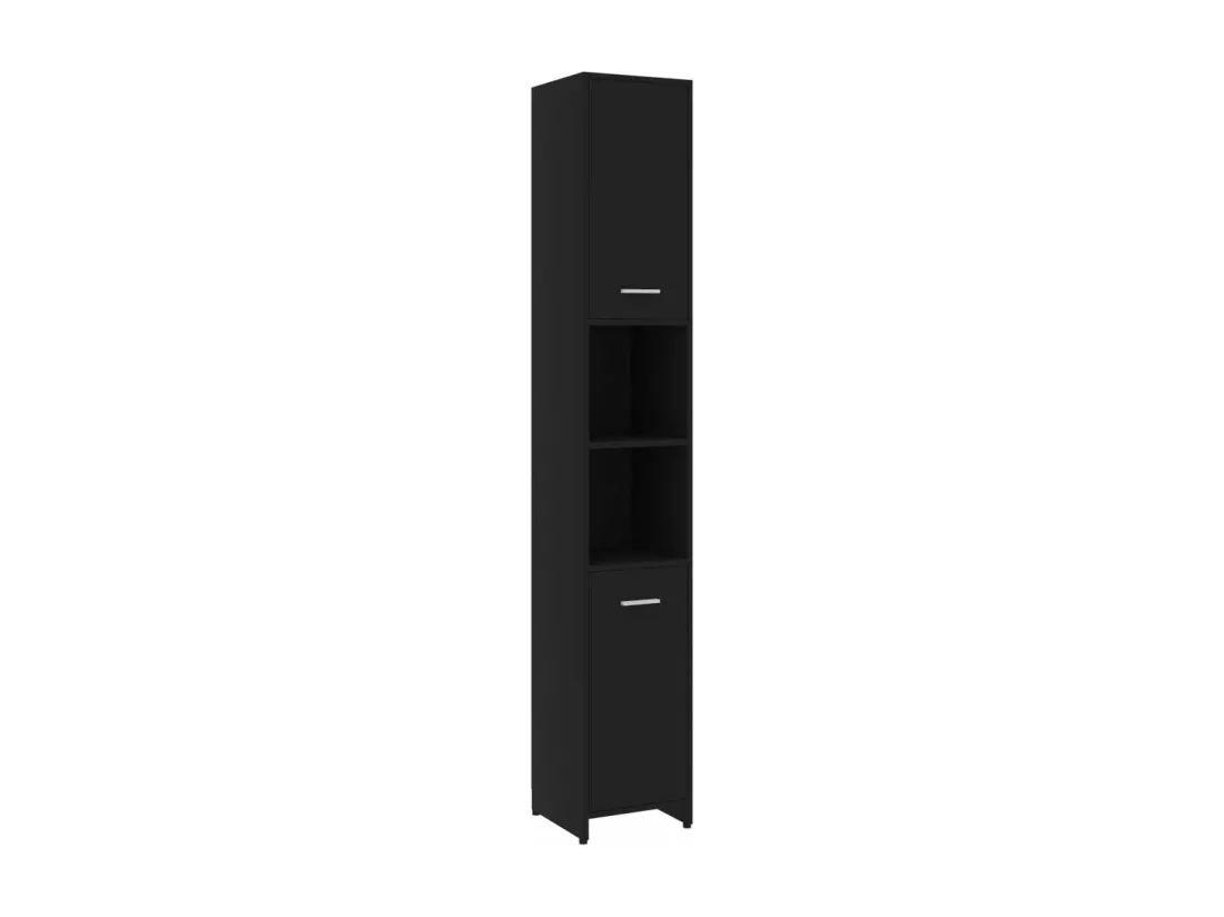Armoire de salle de bain Noir 30x30x183,5 cm Bois d'ingénierie