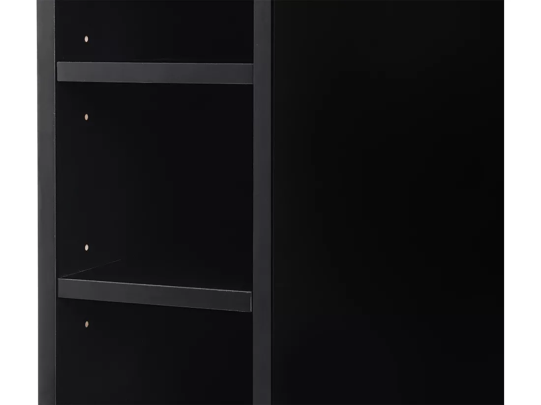 Ilot central de cuisine avec 6 tiroirs et 4 niches en MDF - Naturel clair et Noir - POMARELA