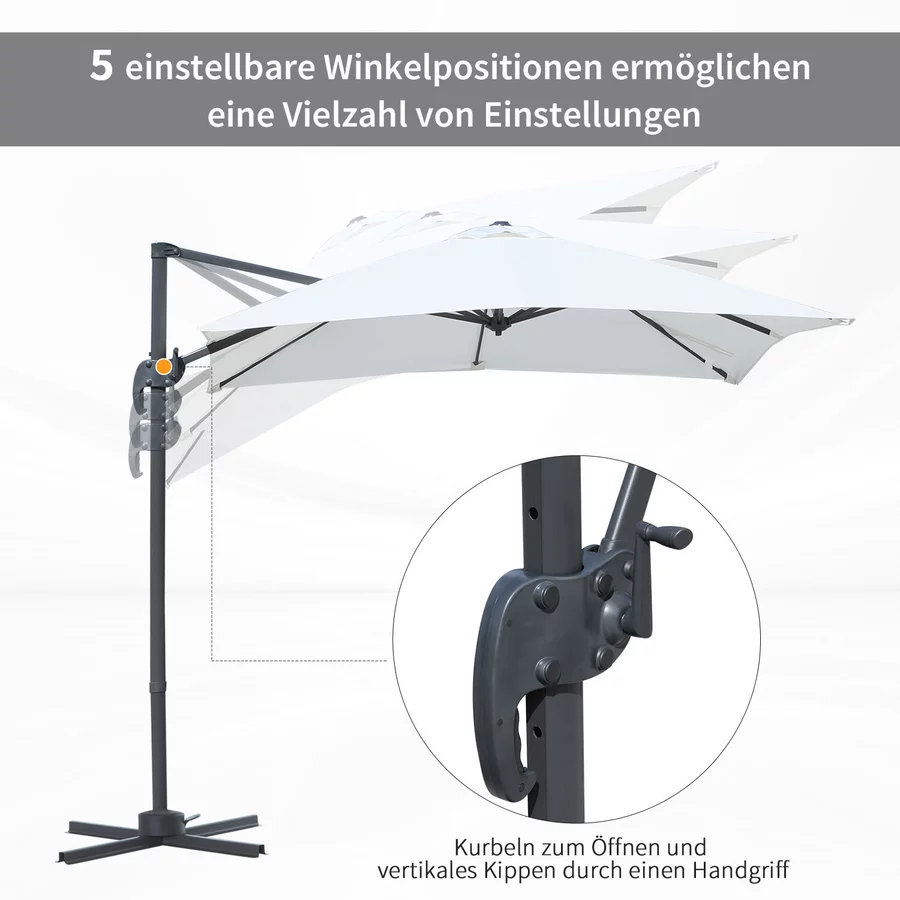 Outsunny Sonnenschirm mit 5-stufiger Neigung schwarz, beige