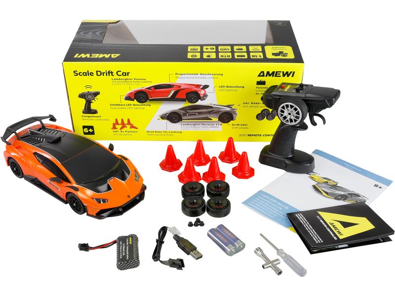 Amewi Drift Lamborghini Huracan 1:18 RTR Orange Driftfahrzeug