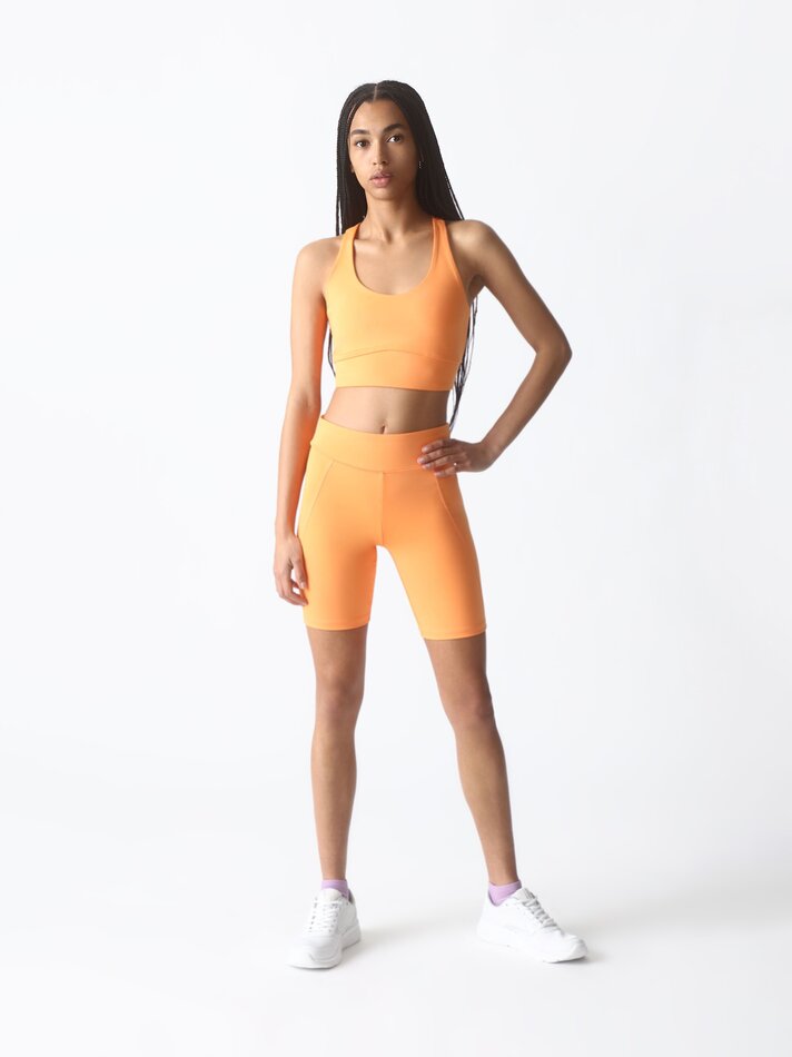 Calça Legging Esportiva para Ciclismo - Tamanho Médio Laranja
