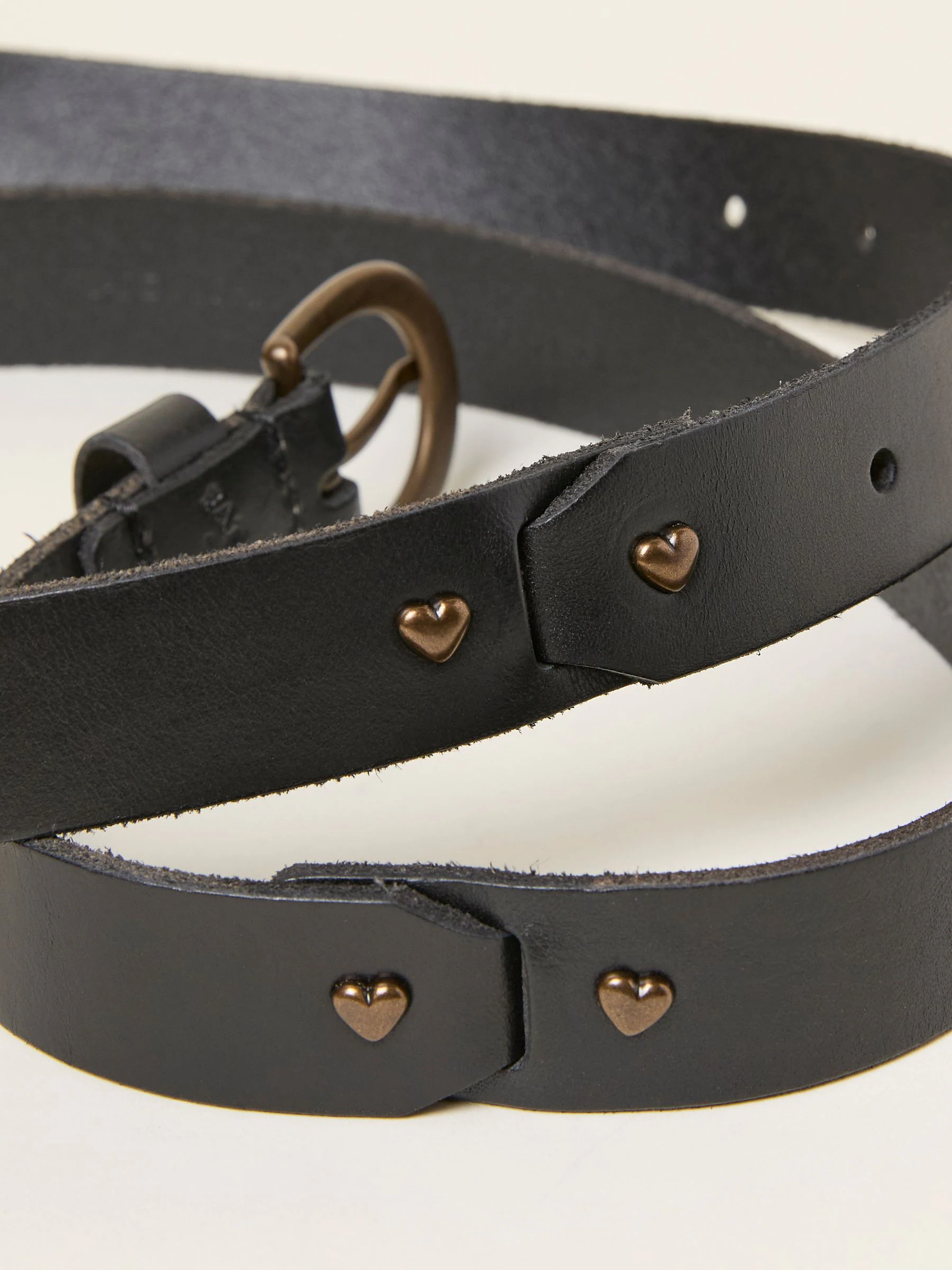 FatFace Heart Stud Detail Leather Belt