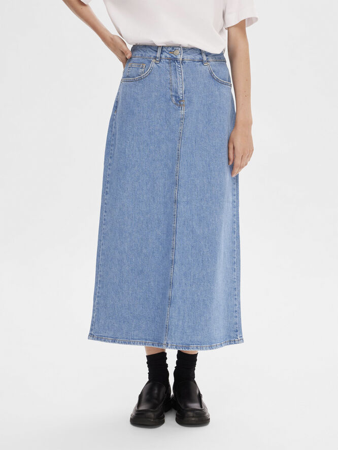 Selected Femme SLFERIN HW LONG FLAR MID BLU DENIM Blå