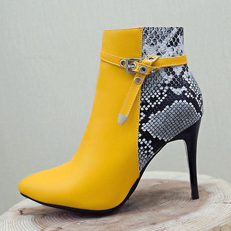 Cinnabelle - Puntige slangenprint stiletto laarzen