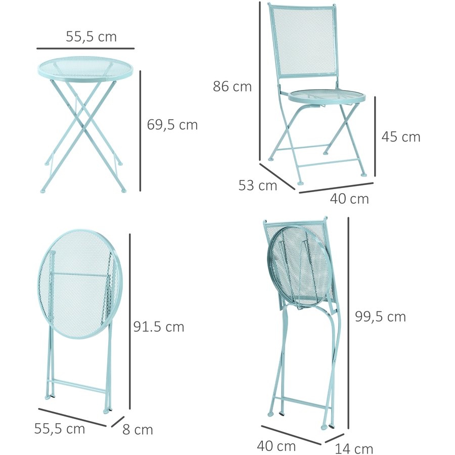 Outsunny Gartenmöbel-Set mit Klappbarkeitsfunktion blau