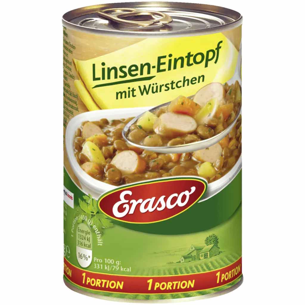 Erasco Eintopf Linsen-Eintopf mit Würstchen 400g MHD:30.12.27