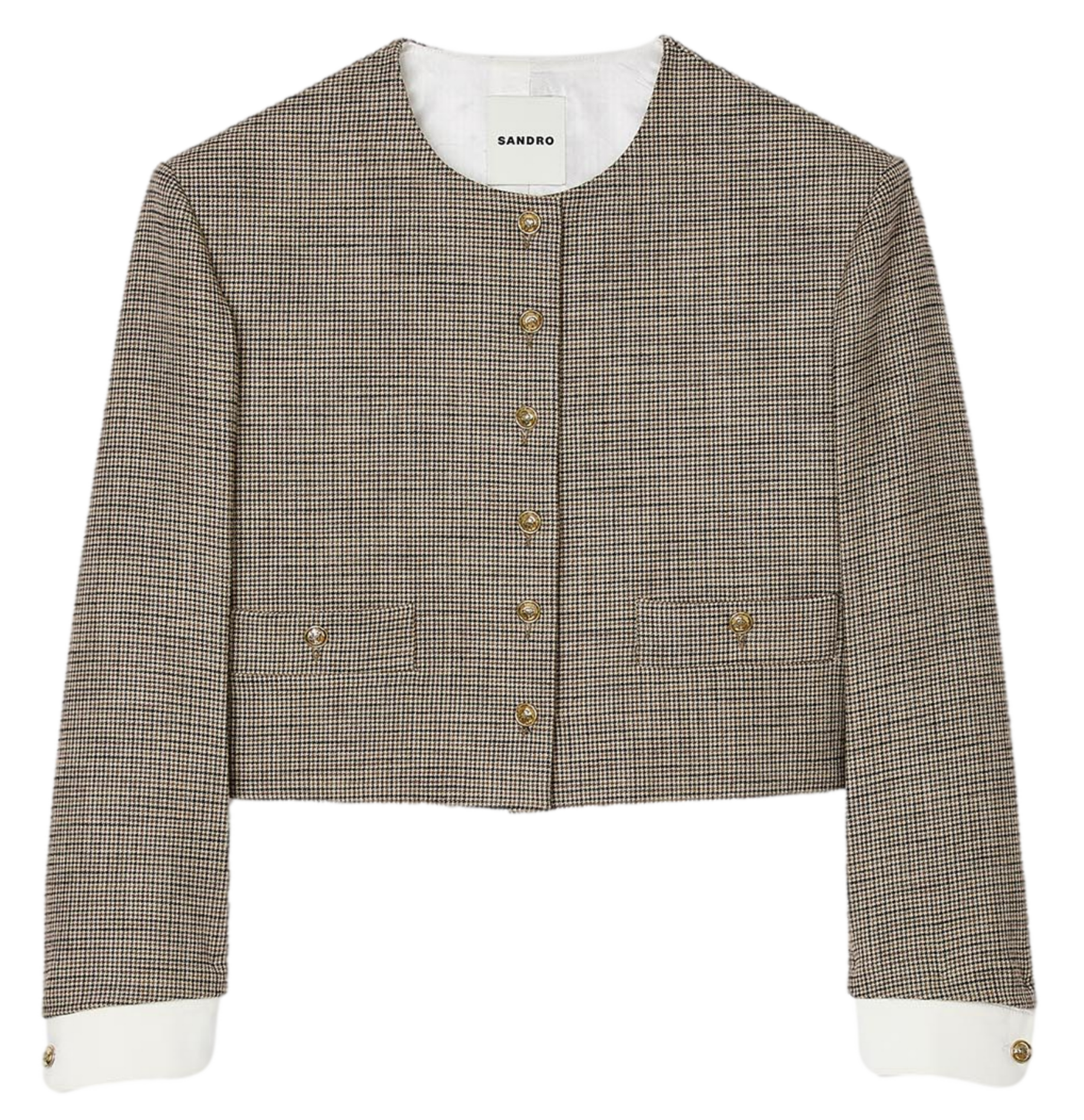 Veste col rond imprimée | Marron