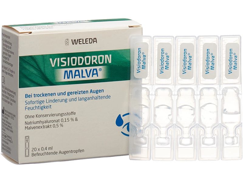 WELEDA Augentropfen Visiodoron Malva 20 x 0.4 ml Natürlich wirksame Augentropfen bei trockenen und gereizten Augen
