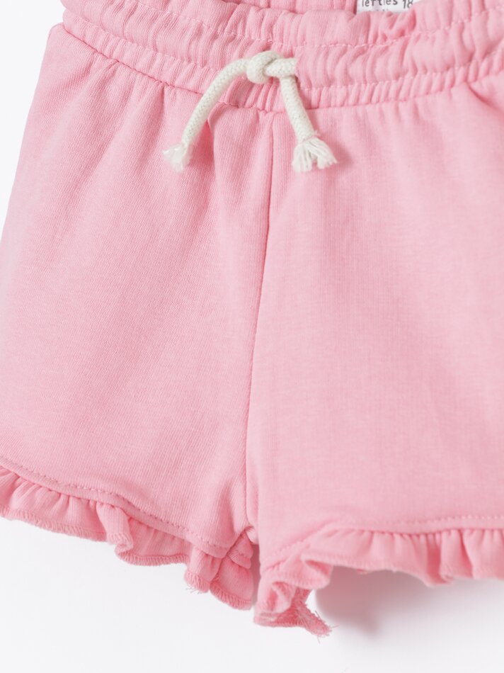 Calções de lã polar com babados - Rosa fluorescente