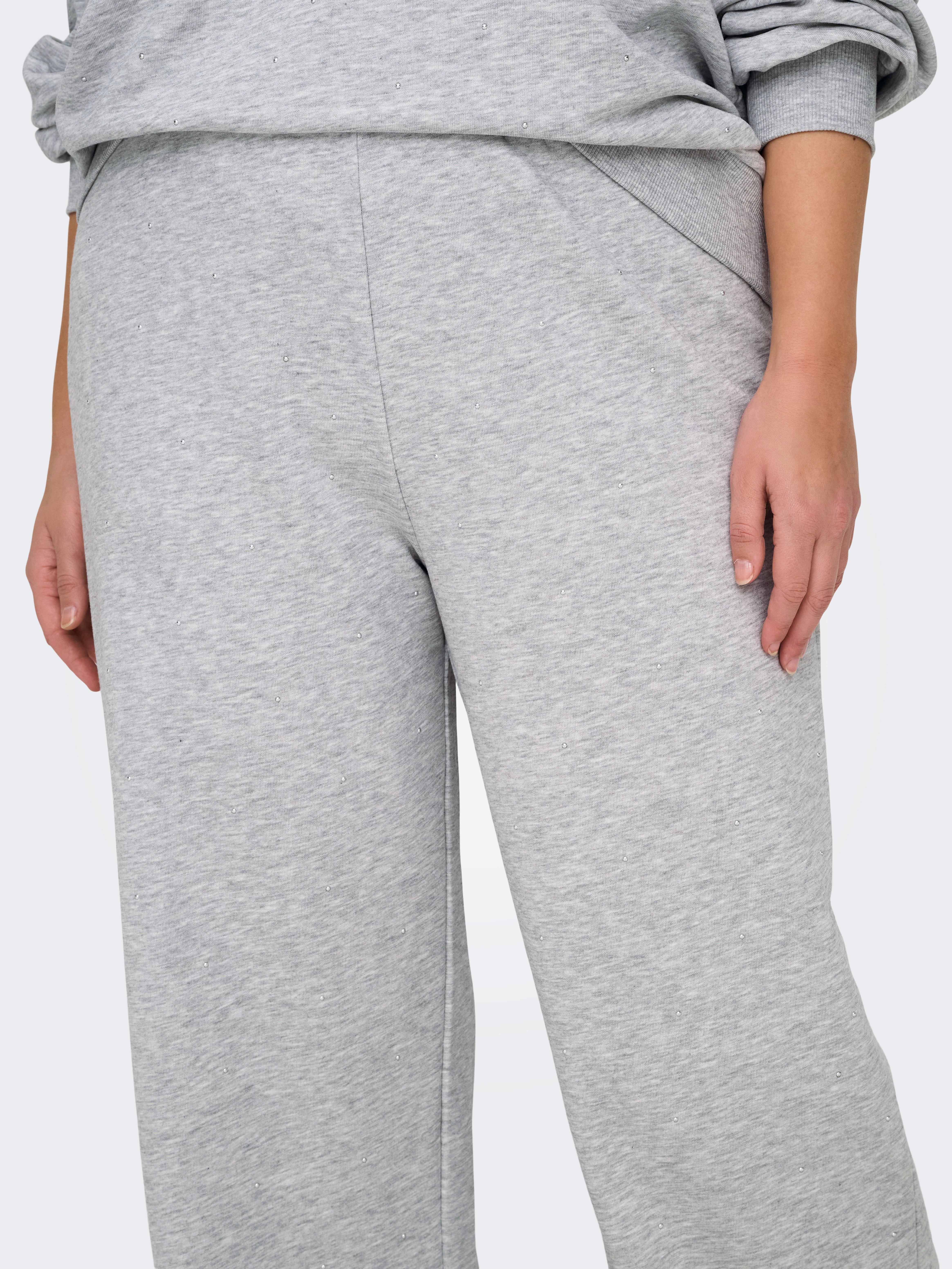 CARRONDA Mittlere Taille Normal geschnitten Hose mit weitem Beinschnitt Light Grey Melange