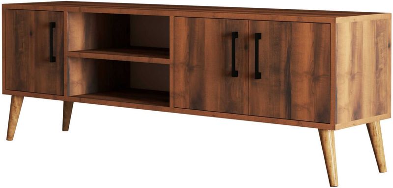 Woody - Fashion TV-meubel - Bruin - 100% Melamine Gecoat - Houten Poten