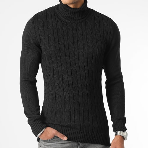 Pull Col Roulé Torsades JUM-47 Noir