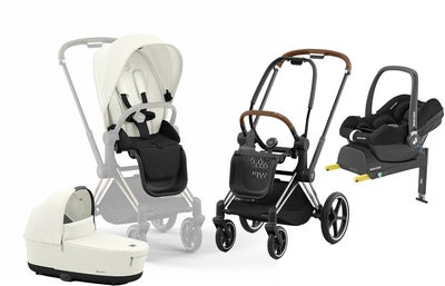 Cybex Priam Duovogn inkl. Maxi-Cosi CabrioFix & Base, Off White/Chrome Brown