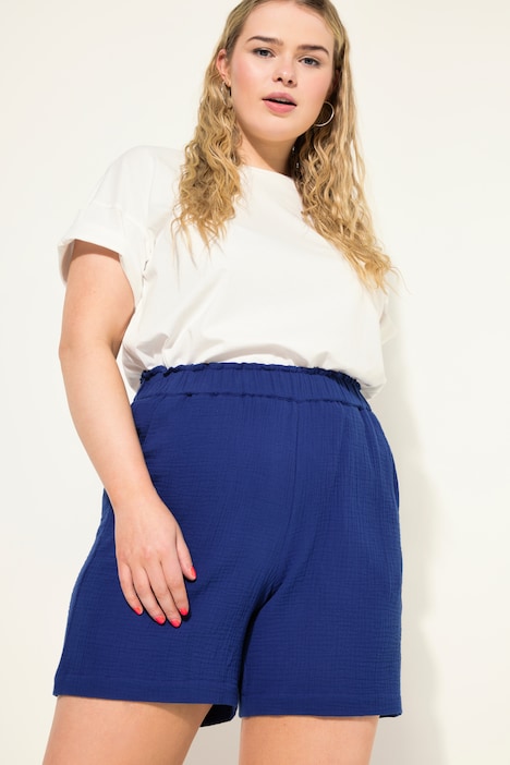 Shorts, wide Legs, Musselin, Elastikbund