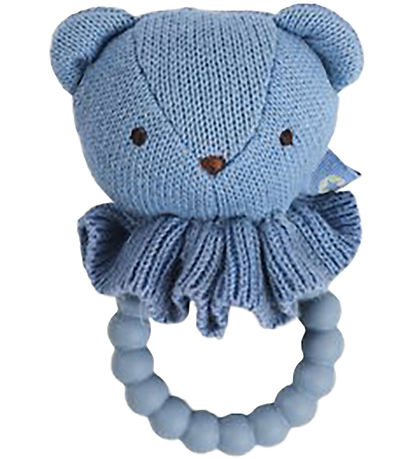 Smallstuff Beißrassel - Bär - Strick - 10 cm - Blue