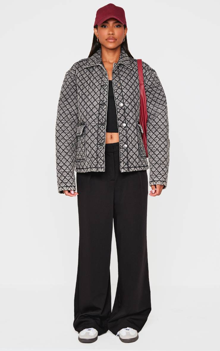 Manteau En Denim À Effet Matelassé Avec Détails De Poches