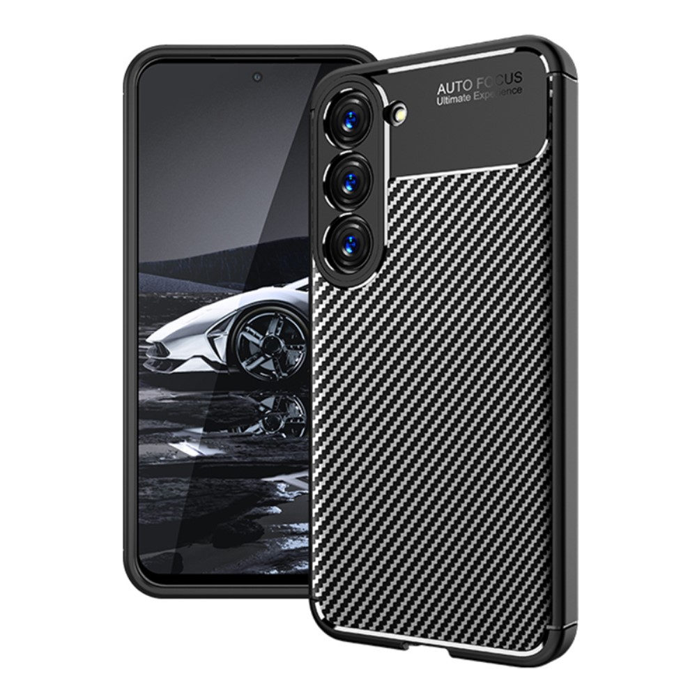 Samsung Galaxy S23 5G Gummi Case Schutzhülle mit Air Cushion Fallschutz im Carbon Look - Schwarz