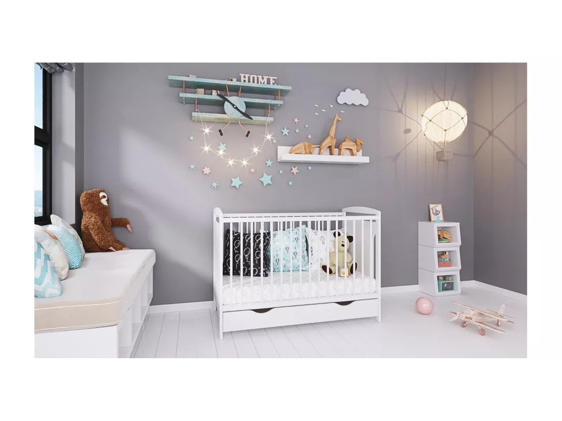 Lit bébé évolutif avec tiroir - ELINOR- 120x60 cm