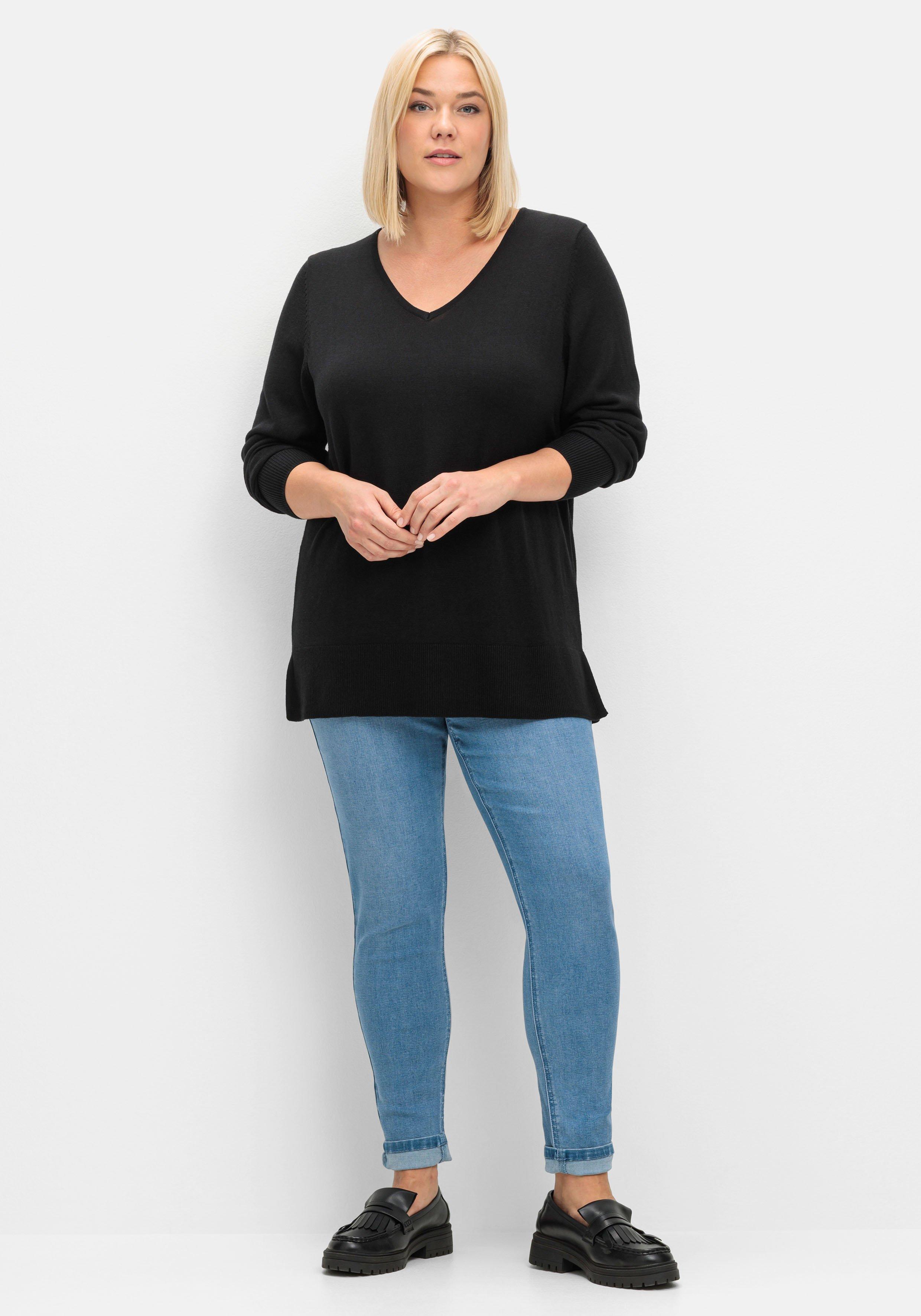 Pullover aus leichtem Strick, mit V-Ausschnitt