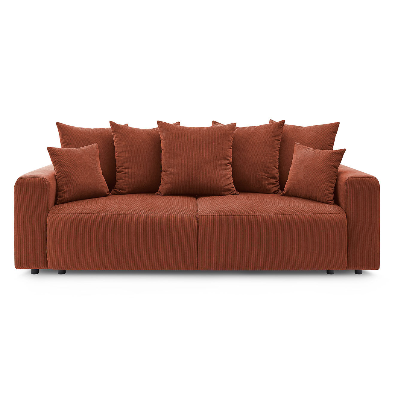Bobochic Canapé droit fixe 3 places envy velours côtelé orange - 240x100x95 cm