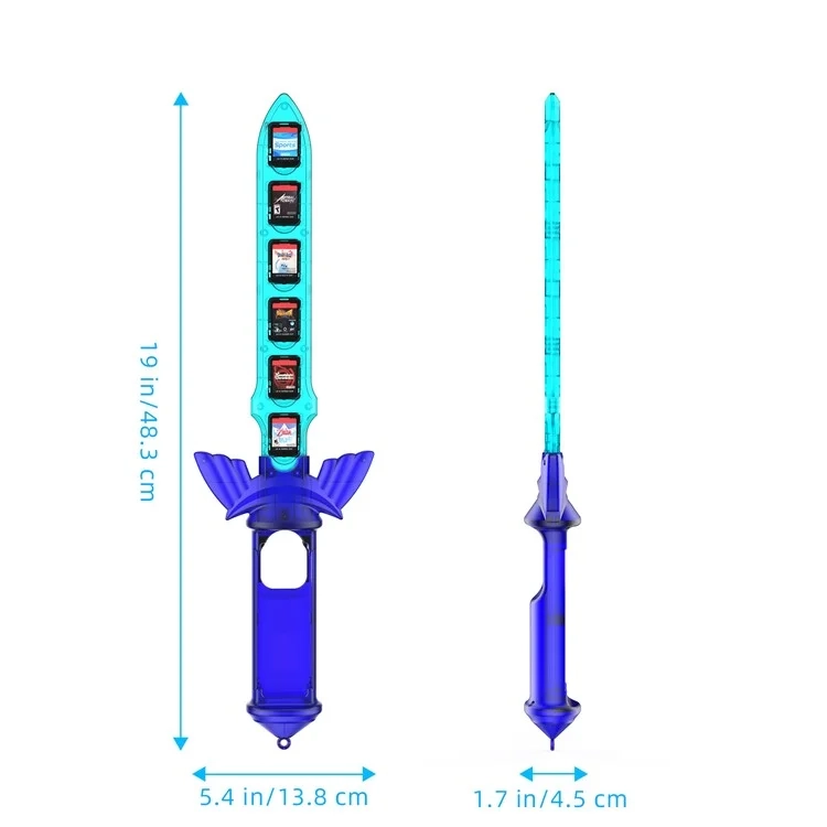 Gaming Sword Schwert Griff kompatibel für Nintendo Switch 2 / Joy-Con Controller Zubehör mit Spielekartenhalter - Blau