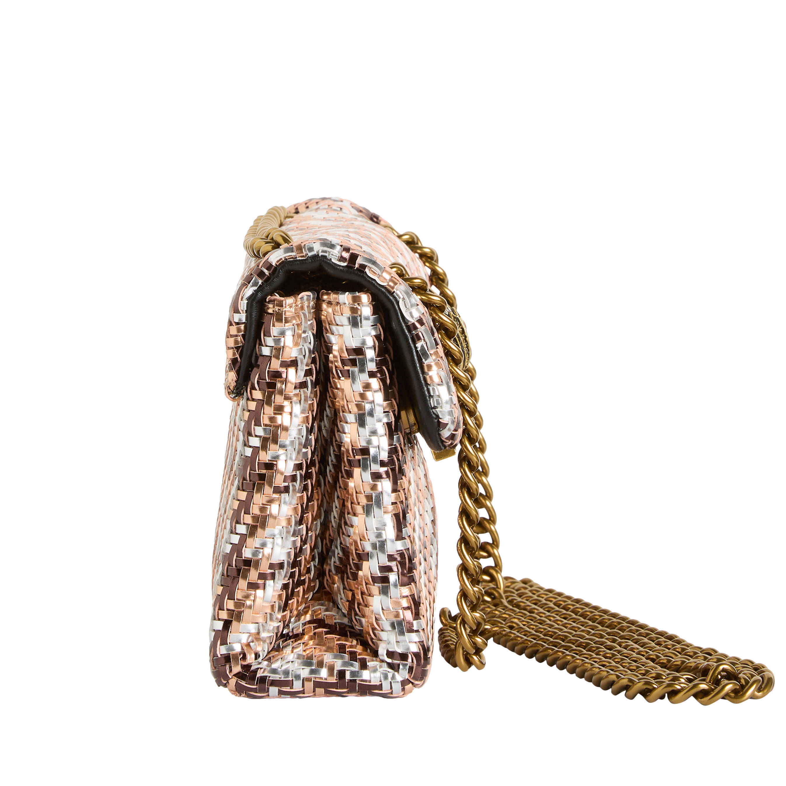 Kurt Geiger gevlochten crossbody tas Mini Kensington bronskleurig