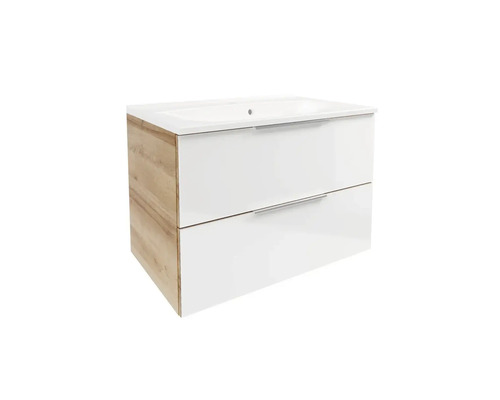 Badkamermeubelset FACKELMANN B.brillant BxHxD 80,1 x 57,2 x 50 cm, frontkleur wit hoogglans met gegoten wastafel