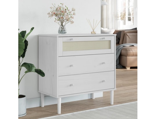 VIDAXL - Commode senja blanc 80x40x80 cm bois de pin solide